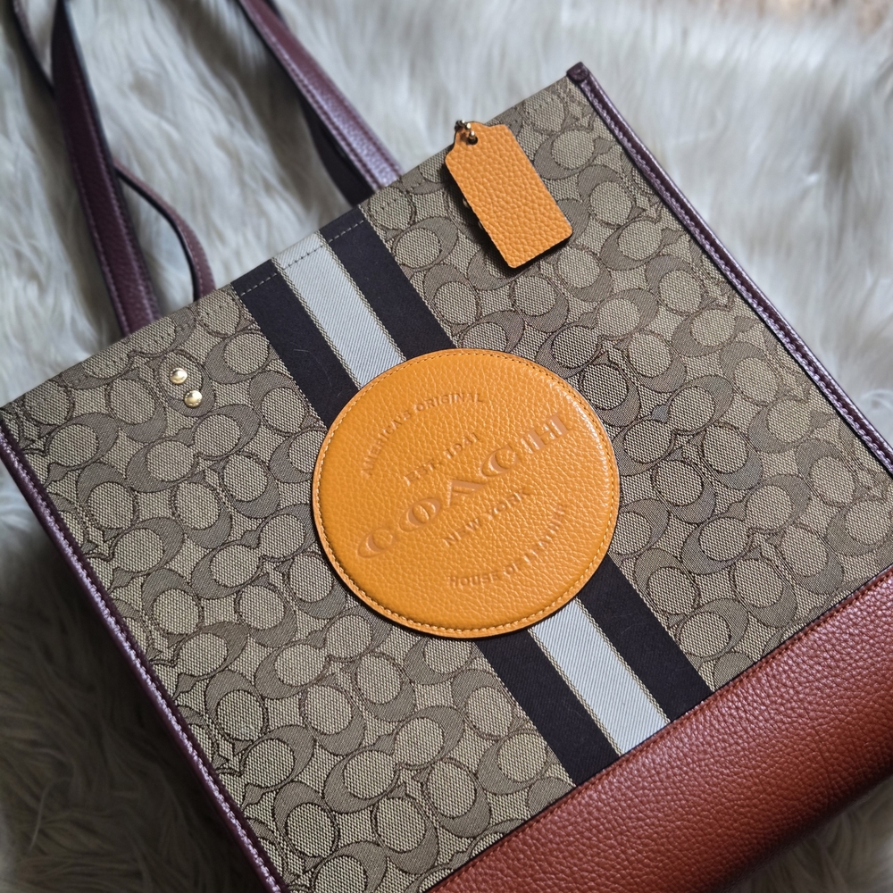 Coach Brown and Orange Signature Tote Bag